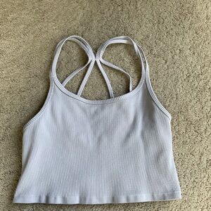 🪸 F21 White Ribbed Tank with Cross Back